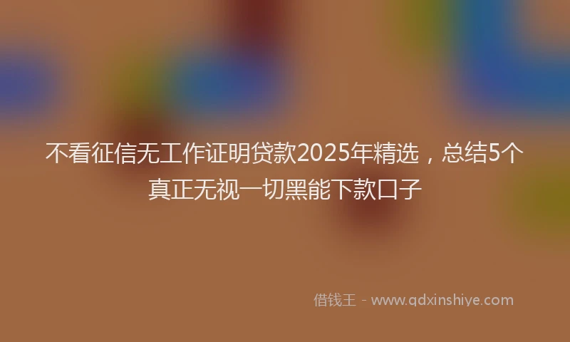 不看征信无工作证明贷款2025年精选，总结5个真正无视一切黑能下款口子