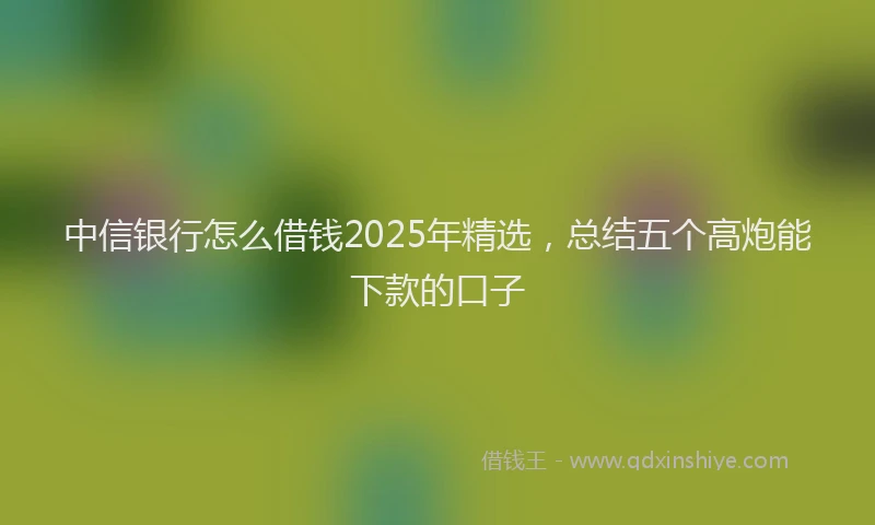 中信银行怎么借钱2025年精选，总结五个高炮能下款的口子