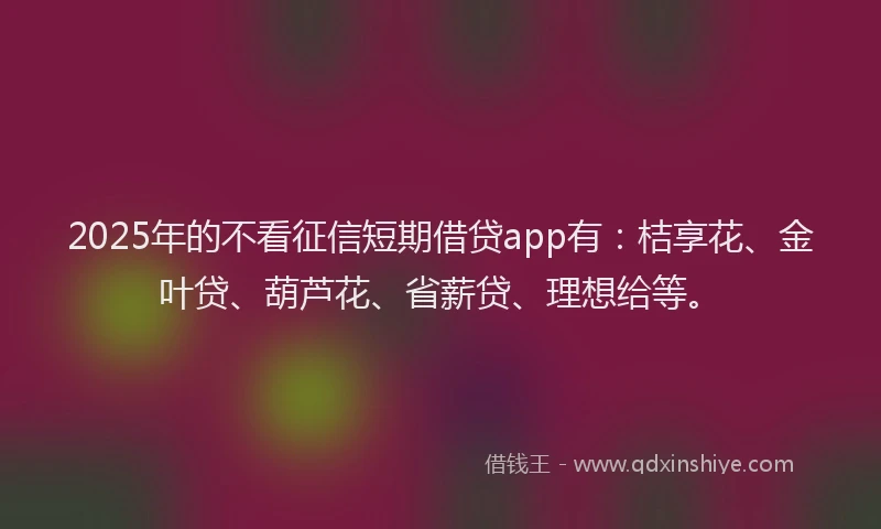 2025年的不看征信短期借贷app有：桔享花、金叶贷、葫芦花、省薪贷、理想给等。
