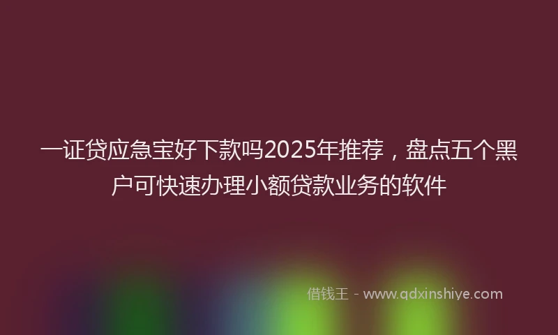 一证贷应急宝好下款吗2025年推荐，盘点五个黑户可快速办理小额贷款业务的软件