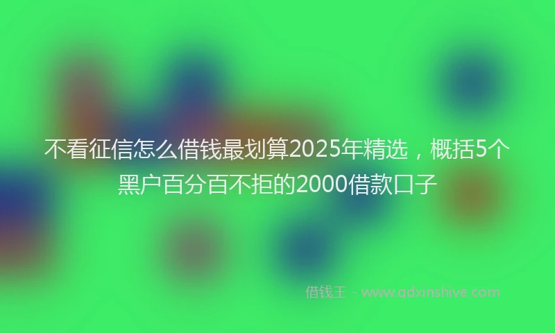 不看征信怎么借钱最划算2025年精选，概括5个黑户百分百不拒的2000借款口子