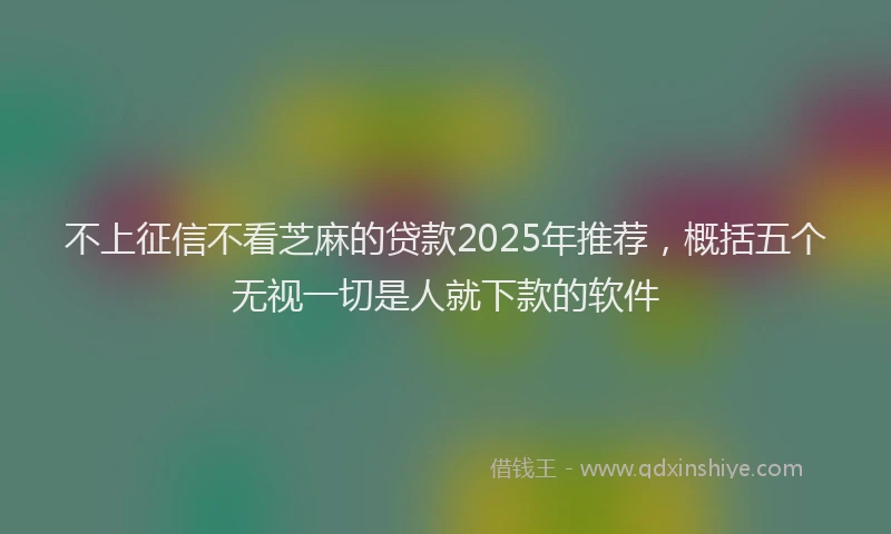 不上征信不看芝麻的贷款2025年推荐，概括五个无视一切是人就下款的软件