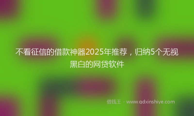不看征信的借款神器2025年推荐，归纳5个无视黑白的网贷软件