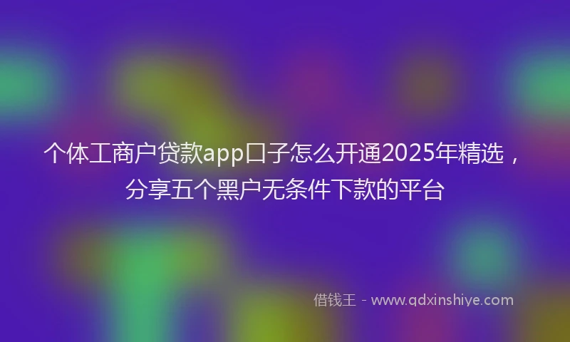 个体工商户贷款app口子怎么开通2025年精选，分享五个黑户无条件下款的平台