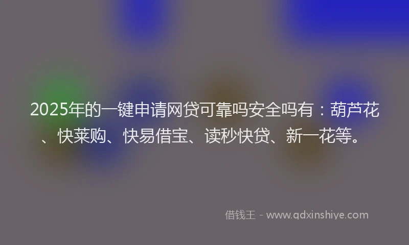 2025年的一键申请网贷可靠吗安全吗有：葫芦花、快莱购、快易借宝、读秒快贷、新一花等。