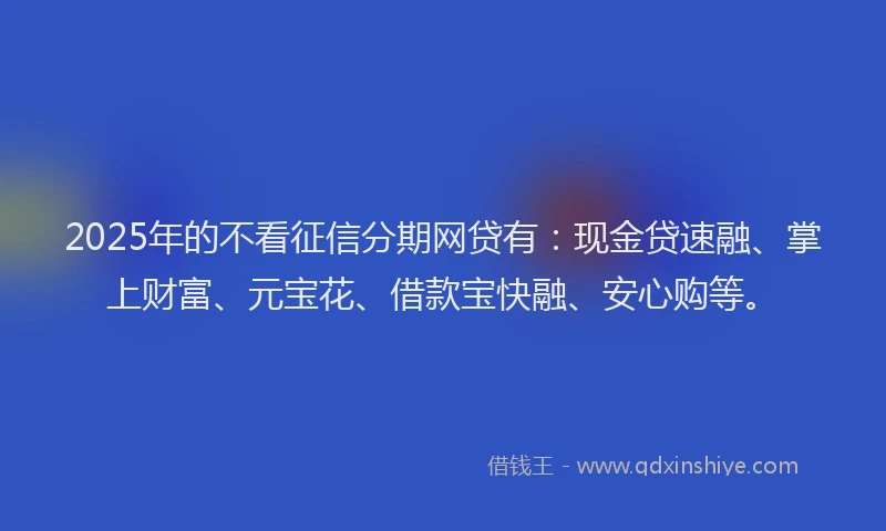 2025年的不看征信分期网贷有：现金贷速融、掌上财富、元宝花、借款宝快融、安心购等。