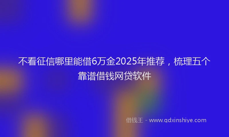 不看征信哪里能借6万金2025年推荐，梳理五个靠谱借钱网贷软件