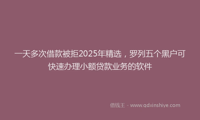 一天多次借款被拒2025年精选，罗列五个黑户可快速办理小额贷款业务的软件