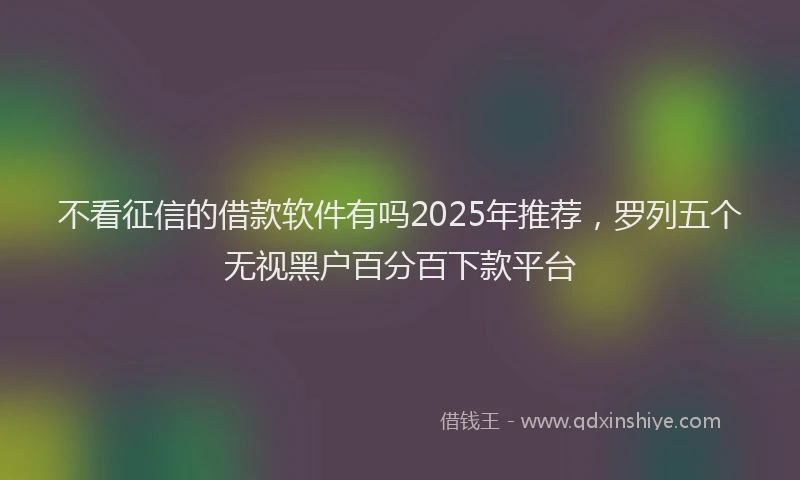 不看征信的借款软件有吗2025年推荐，罗列五个无视黑户百分百下款平台