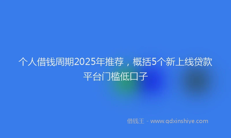 个人借钱周期2025年推荐，概括5个新上线贷款平台门槛低口子
