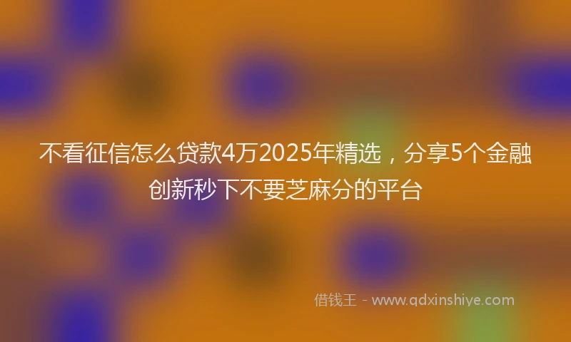 不看征信怎么贷款4万2025年精选，分享5个金融创新秒下不要芝麻分的平台