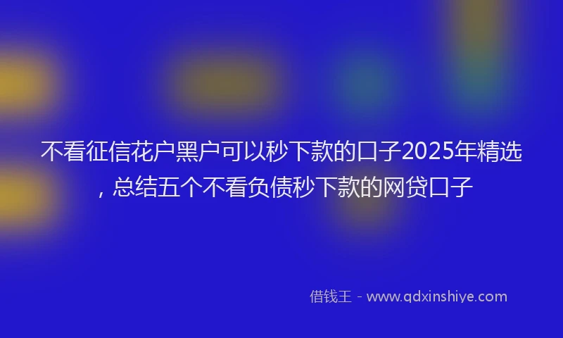 不看征信花户黑户可以秒下款的口子2025年精选，总结五个不看负债秒下款的网贷口子