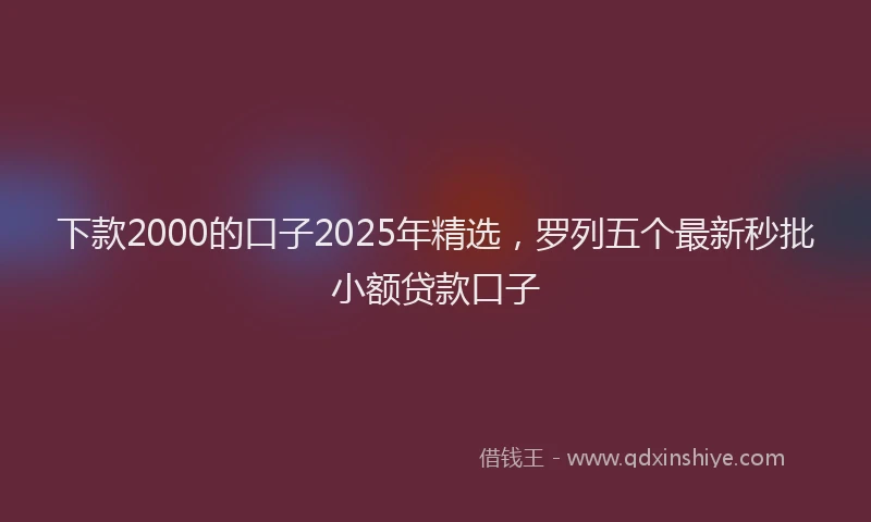 下款2000的口子2025年精选,罗列五个最新秒批小额贷款口子