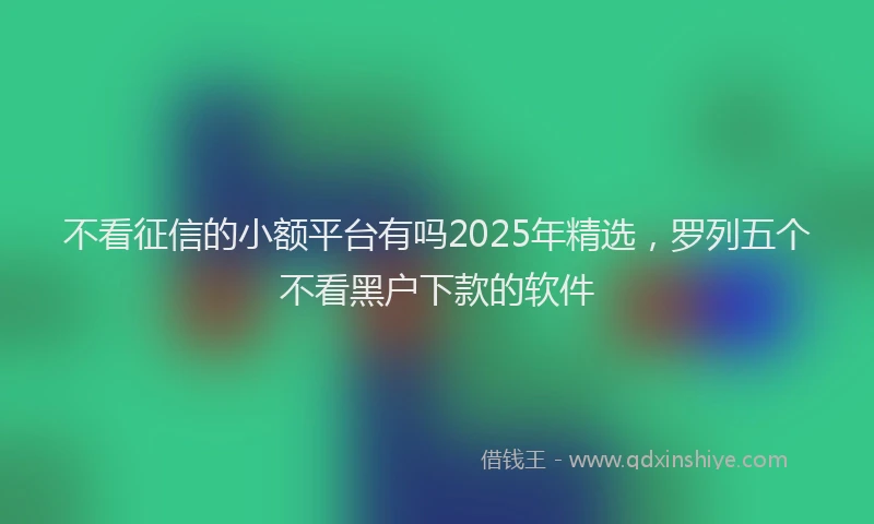 不看征信的小额平台有吗2025年精选，罗列五个不看黑户下款的软件