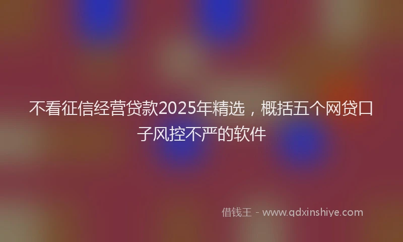 不看征信经营贷款2025年精选，概括五个网贷口子风控不严的软件