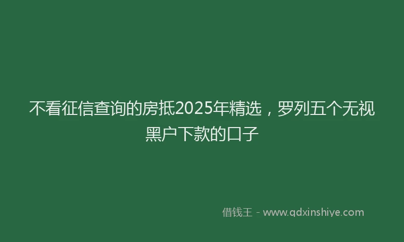 不看征信查询的房抵2025年精选，罗列五个无视黑户下款的口子