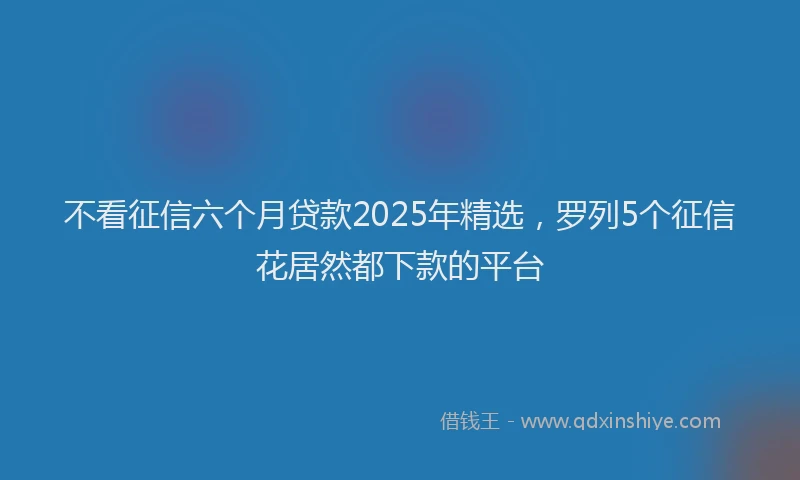 不看征信六个月贷款2025年精选，罗列5个征信花居然都下款的平台