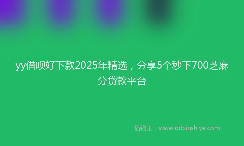 yy借呗好下款2025年精选，分享5个秒下700芝麻分贷款平台