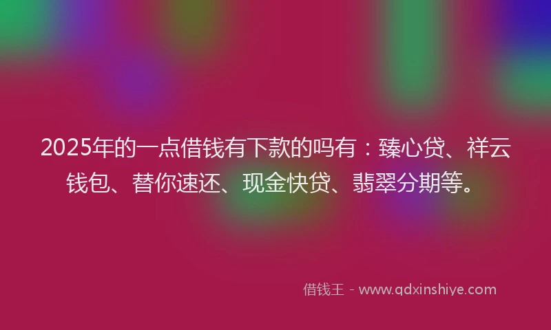 2025年的一点借钱有下款的吗有：臻心贷、祥云钱包、替你速还、现金快贷、翡翠分期等。