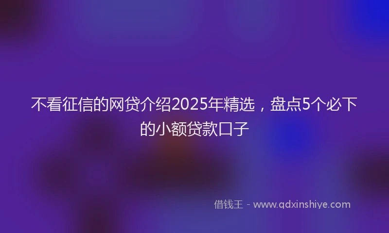 不看征信的网贷介绍2025年精选，盘点5个必下的小额贷款口子