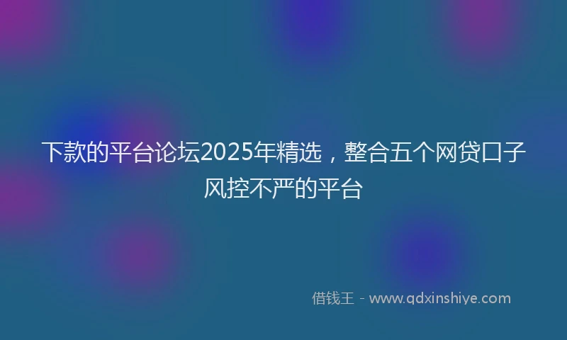 下款的平台论坛2025年精选，整合五个网贷口子风控不严的平台