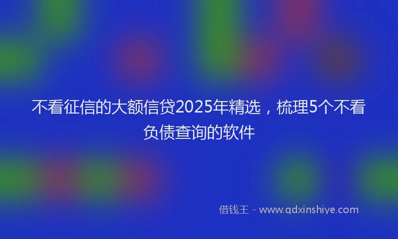 不看征信的大额信贷2025年精选，梳理5个不看负债查询的软件