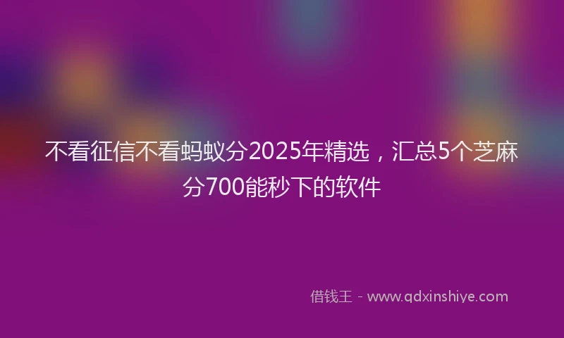 不看征信不看蚂蚁分2025年精选，汇总5个芝麻分700能秒下的软件
