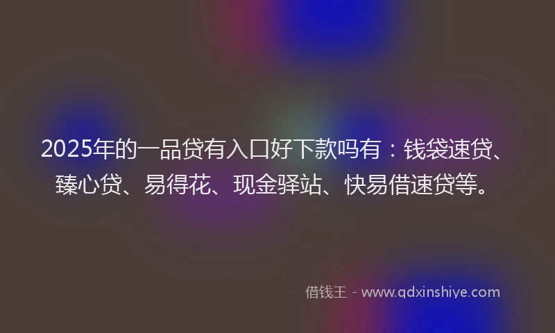 2025年的一品贷有入口好下款吗有：钱袋速贷、臻心贷、易得花、现金驿站、快易借速贷等。
