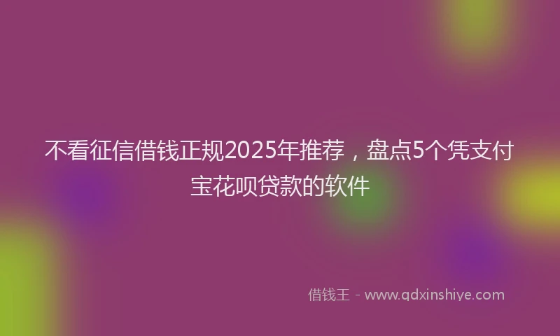 不看征信借钱正规2025年推荐，盘点5个凭支付宝花呗贷款的软件