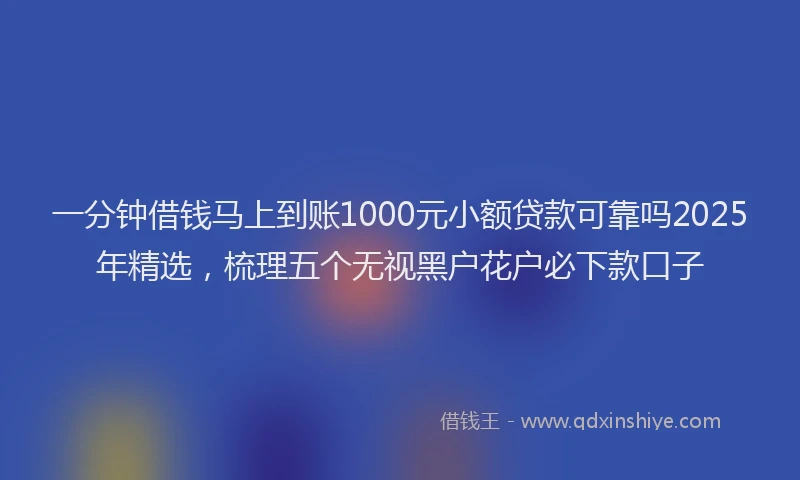 一分钟借钱马上到账1000元小额贷款可靠吗2025年精选，梳理五个无视黑户花户必下款口子
