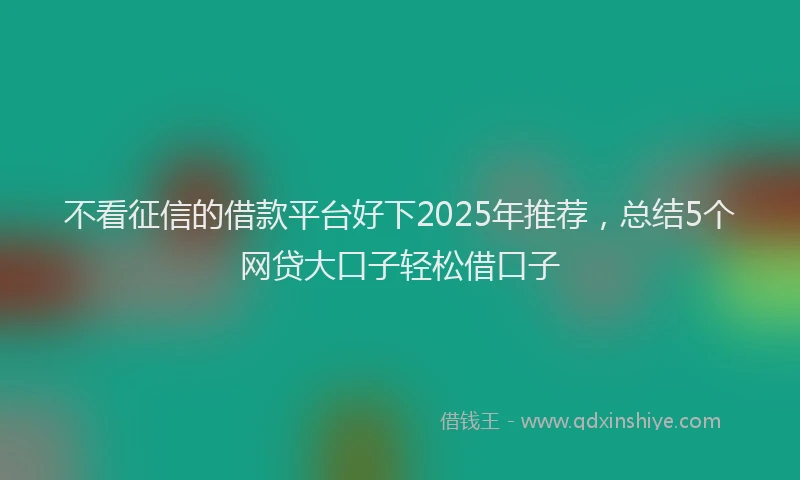 不看征信的借款平台好下2025年推荐，总结5个网贷大口子轻松借口子