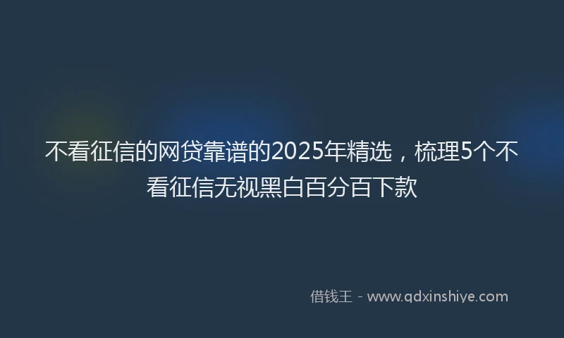 不看征信的网贷靠谱的2025年精选，梳理5个不看征信无视黑白百分百下款