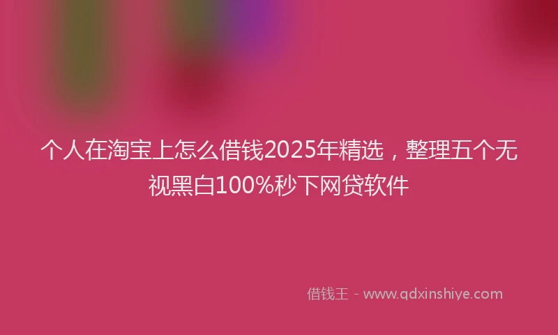 个人在淘宝上怎么借钱2025年精选，整理五个无视黑白100%秒下网贷软件