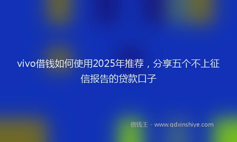 vivo借钱如何使用2025年推荐，分享五个不上征信报告的贷款口子