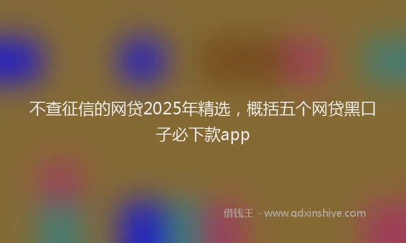 不查征信的网贷2025年精选，概括五个网贷黑口子必下款app