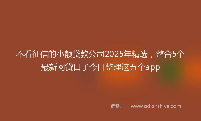 不看征信的小额贷款公司2025年精选，整合5个最新网贷口子今日整理这五个app