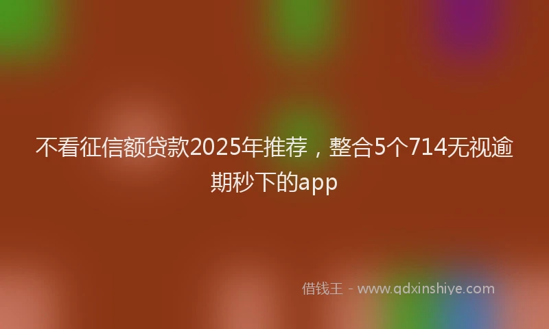 不看征信额贷款2025年推荐，整合5个714无视逾期秒下的app