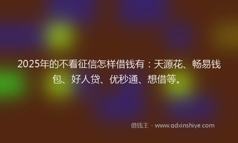 2025年的不看征信怎样借钱有：天源花、畅易钱包、好人贷、优秒通、想借等。