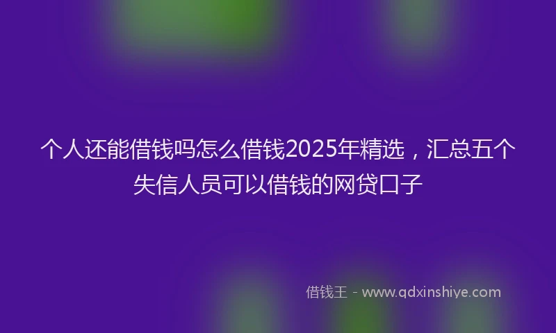 个人还能借钱吗怎么借钱2025年精选，汇总五个失信人员可以借钱的网贷口子
