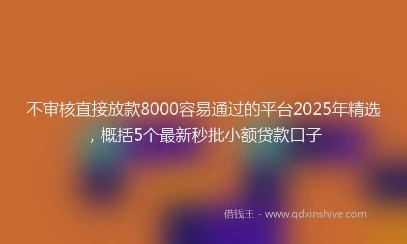 不审核直接放款8000容易通过的平台2025年精选，概括5个最新秒批小额贷款口子
