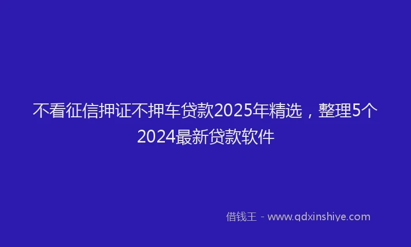 不看征信押证不押车贷款2025年精选，整理5个2024最新贷款软件