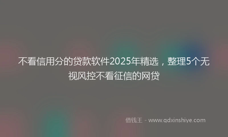 不看信用分的贷款软件2025年精选，整理5个无视风控不看征信的网贷
