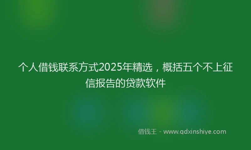 个人借钱联系方式2025年精选，概括五个不上征信报告的贷款软件
