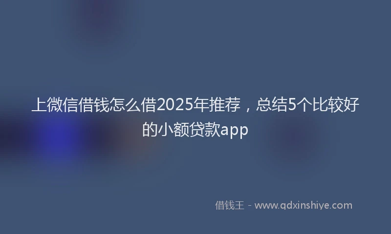上微信借钱怎么借2025年推荐，总结5个比较好的小额贷款app