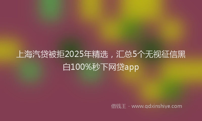 上海汽贷被拒2025年精选，汇总5个无视征信黑白100%秒下网贷app