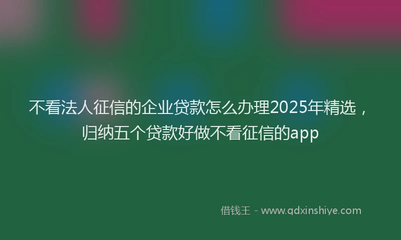 不看法人征信的企业贷款怎么办理2025年精选，归纳五个贷款好做不看征信的app