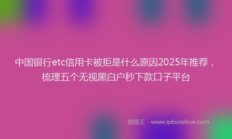 中国银行etc信用卡被拒是什么原因2025年推荐，梳理五个无视黑白户秒下款口子平台