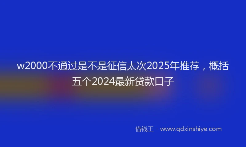 w2000不通过是不是征信太次2025年推荐，概括五个2024最新贷款口子