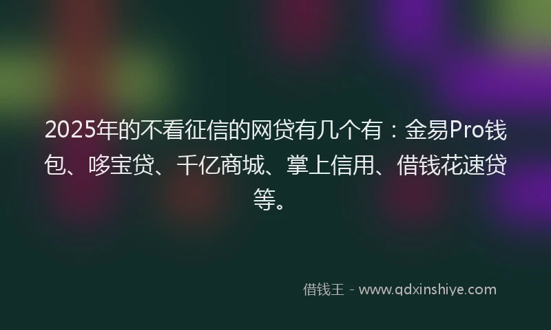 2025年的不看征信的网贷有几个有:金易Pro钱包、哆宝贷、千亿商城、掌上信用、借钱花速贷等。