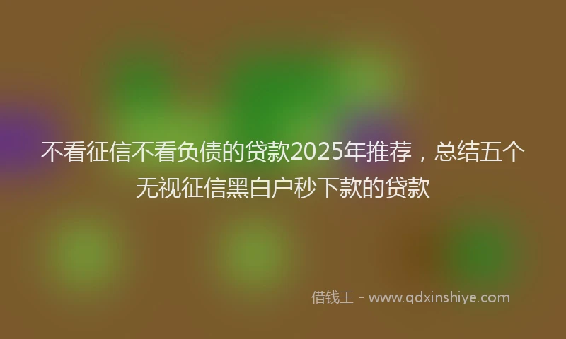 不看征信不看负债的贷款2025年推荐，总结五个无视征信黑白户秒下款的贷款